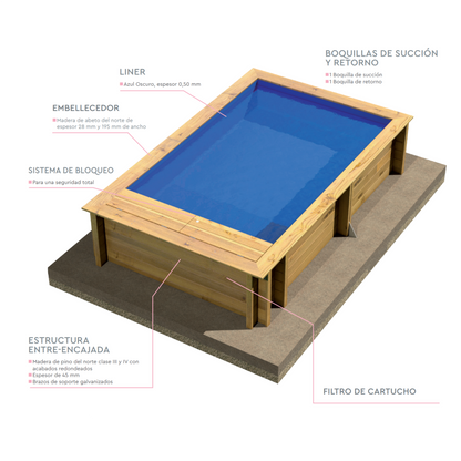 Piscina de madera 3 x 2 m Pool'n Box Jr