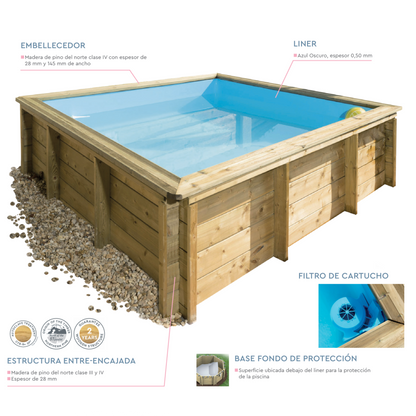Piscina de madera 2x2 metros Tropic Jr